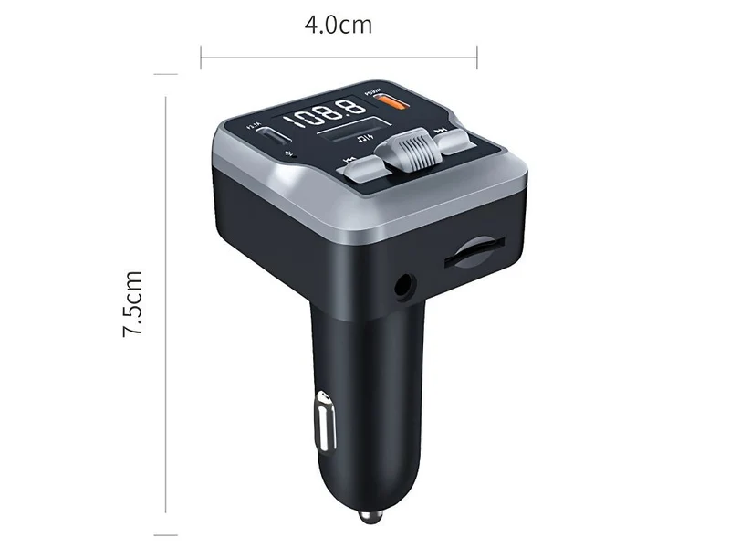 FM Transmitter Bluetooth 5.3 mit USB-C PD 30W, MP3 Player, Freisprecheinrichtung, TF-Kartenleser und Dual USB Ladefunktion für Auto 12V–24V