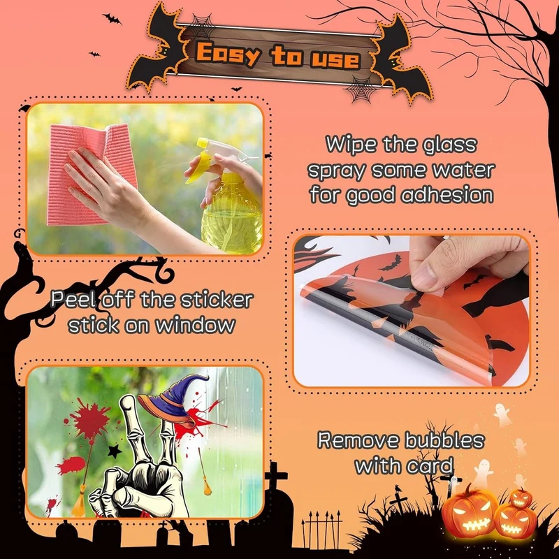 Halloween Fensteraufkleber 👻 59 Stk Blutige Hand- & Fußabdrücke Horror Deko