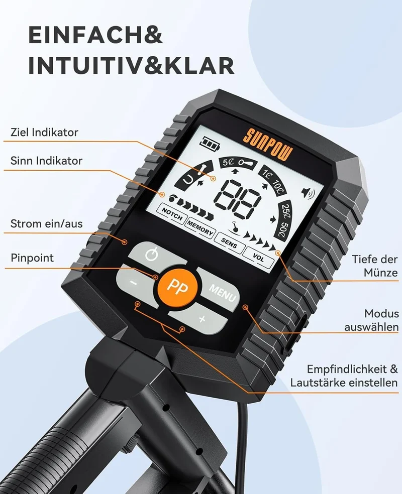 Metalldetektor Set wasserdicht Profi LCD Display für Erwachsene & Kinder