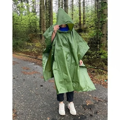 Regenponcho mit Kapuze wasserdicht wiederverwendbar Unisex für Outdoor Camping Festival
