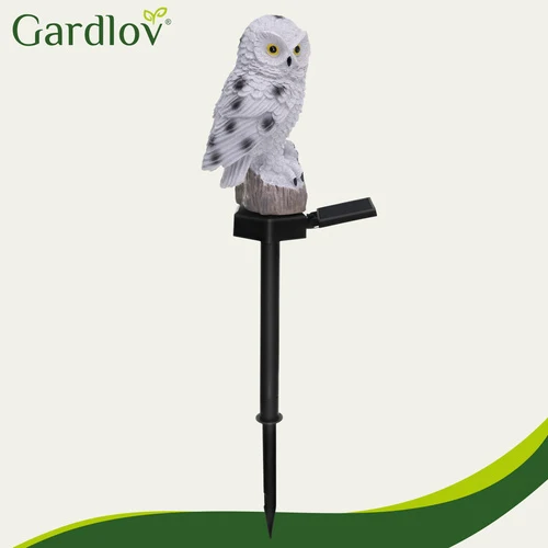 LED Solar Gartenstecker Eule warmweiß wetterfest Gartenleuchte Balkon Deko Außenleuchte