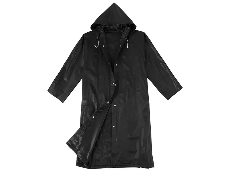 Regenmantel Unisex Wasserfest mit Kapuze Schwarz – Leichter Regenponcho Universal