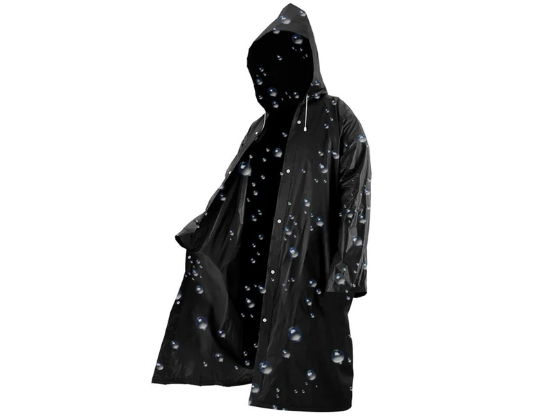 Regenmantel Unisex Wasserfest mit Kapuze Schwarz – Leichter Regenponcho Universal