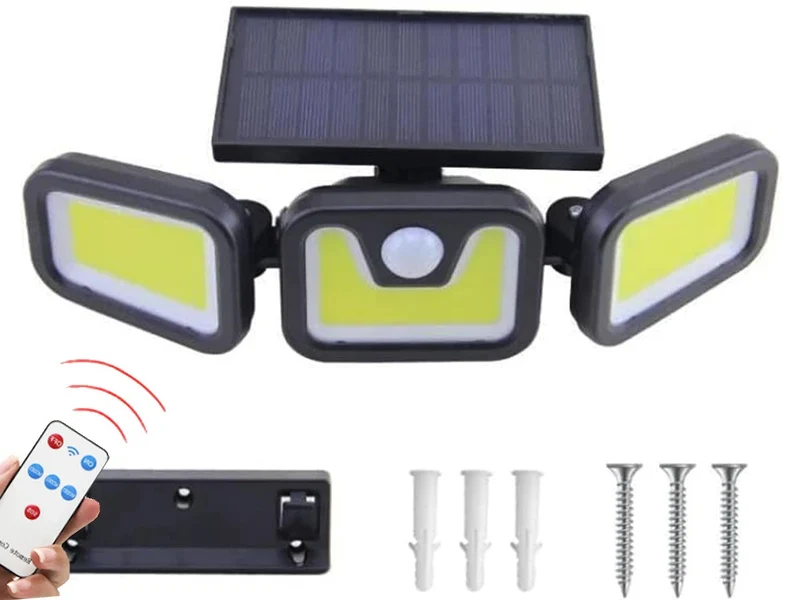 Solar LED Außenlampe 100 LEDs Bewegungsmelder IP67 Fernbedienung