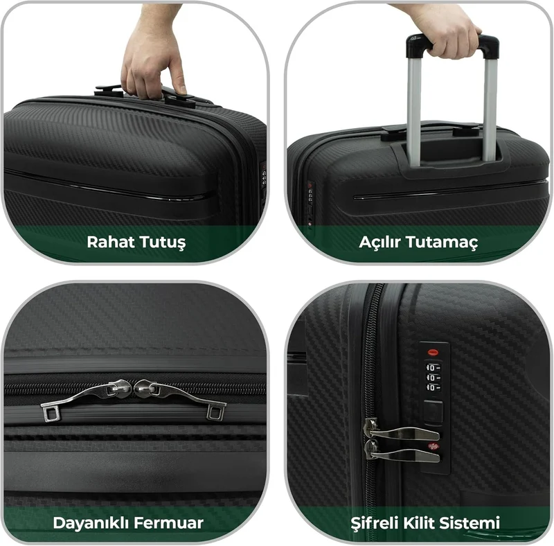Reisekoffer Set mit 360° Doppelrollen – Cotpoly Trolleykoffer aus kratzfestem Hartschalenmaterial