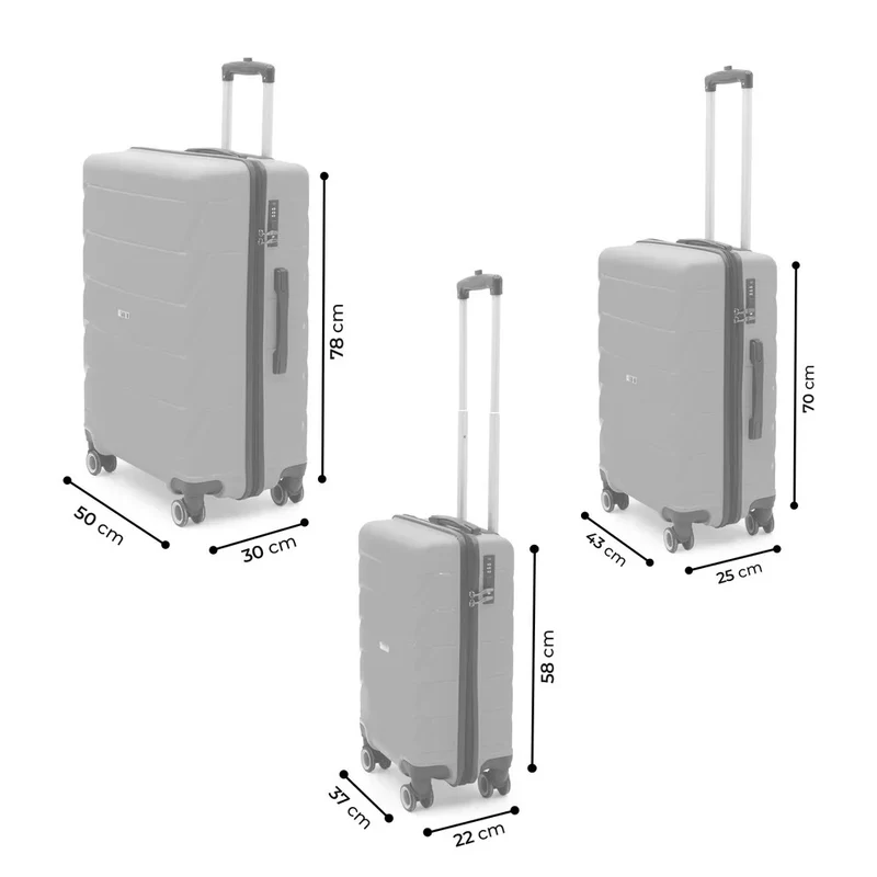 Cotpoly Hartschalenkoffer Set – Stoßfestes Polypropylen Gepäck mit 360° Rollen & Zahlenschloss