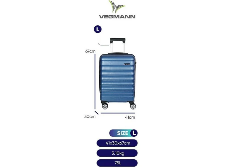 Hartschalenkoffer Trolley Blau – M / L / XL / 3er Set – 4 Rollen, ABS