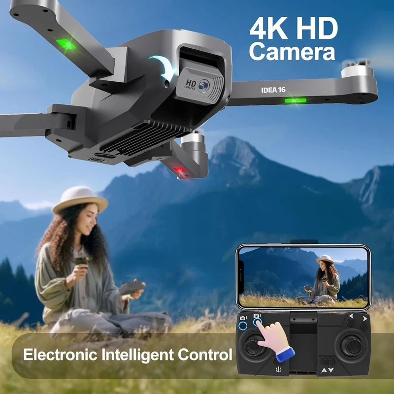 4K Drohne mit Kamera, 40KM/h, Brushless Motor, 5GHz FPV, 2 Akkus