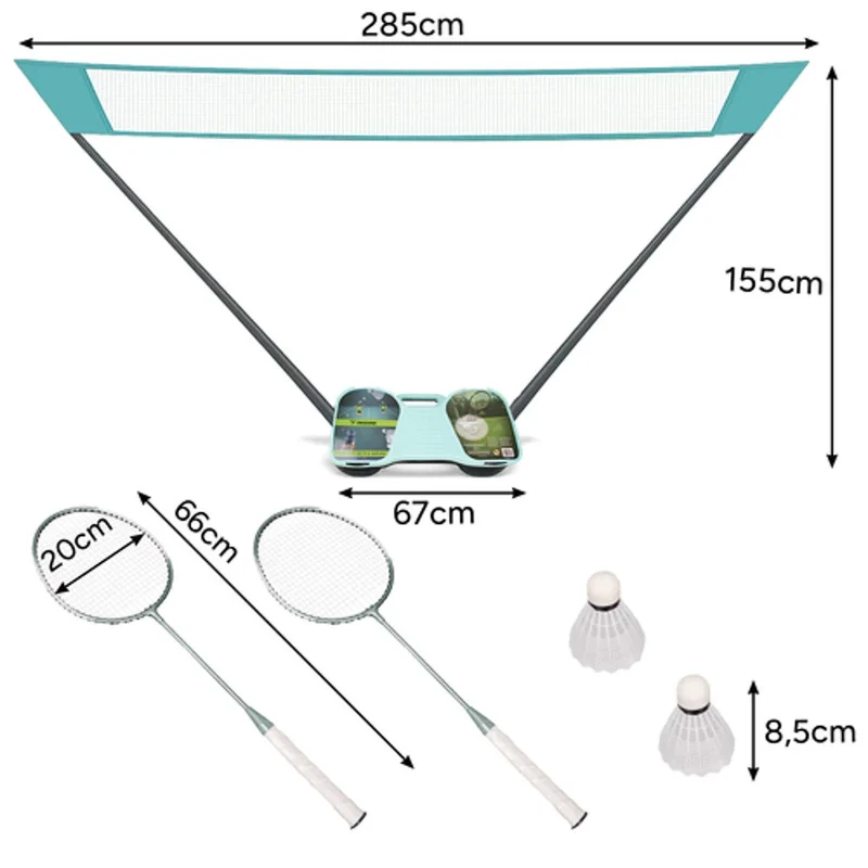 Badminton Set mit Netz, 2 Schlägern & Federbällen – Outdoor Spielset inkl. Koffer