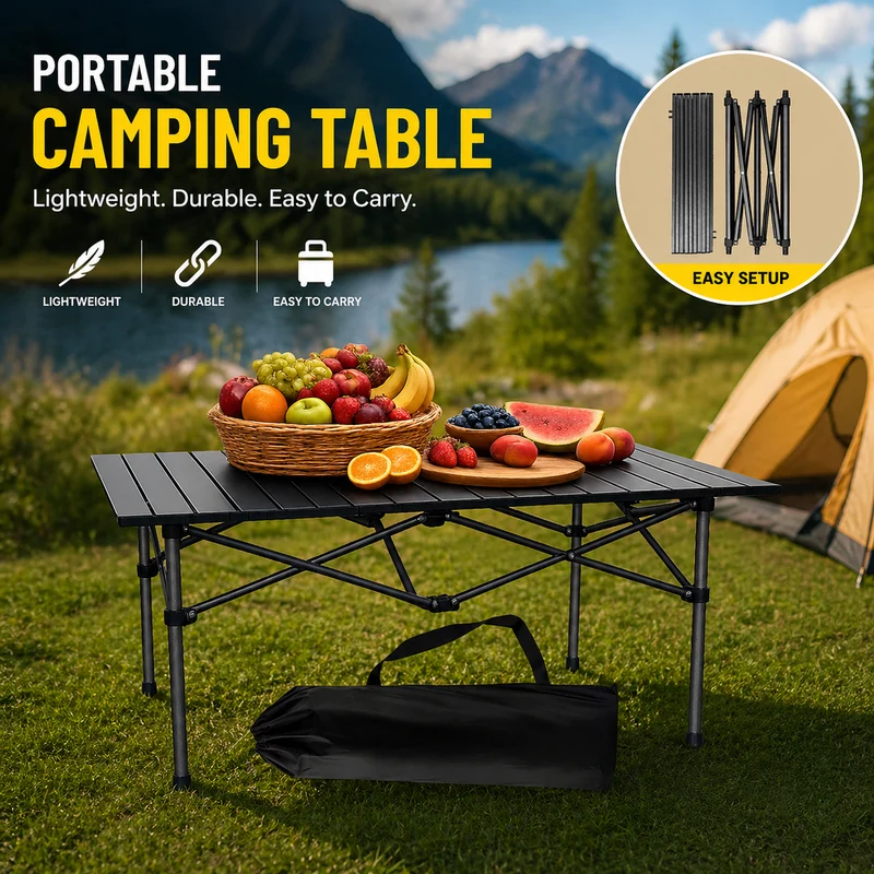 Campingtisch klappbar 95x55 faltbar Angeltisch Balkon Terrasse Outdoor Tisch