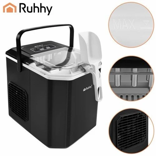 Eiswürfelmaschine 12kg/24h 1,2L Schnell Eiswürfelbereiter Schwarz Ice Maker