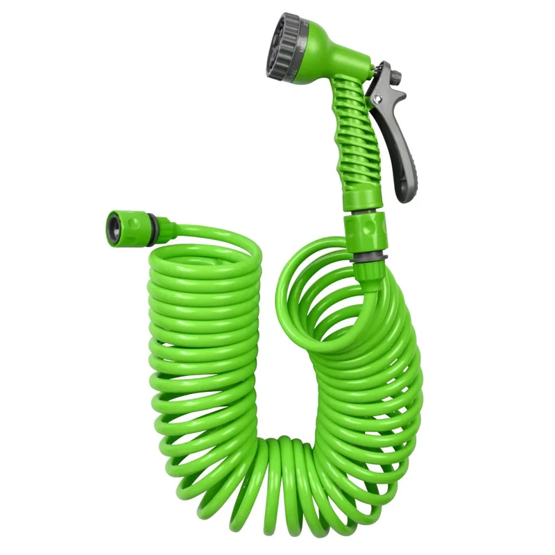 Spiral Gartenschlauch 10m mit Sprühkopf 7 Funktionen & Wandhalterung Set 🚿 🚿