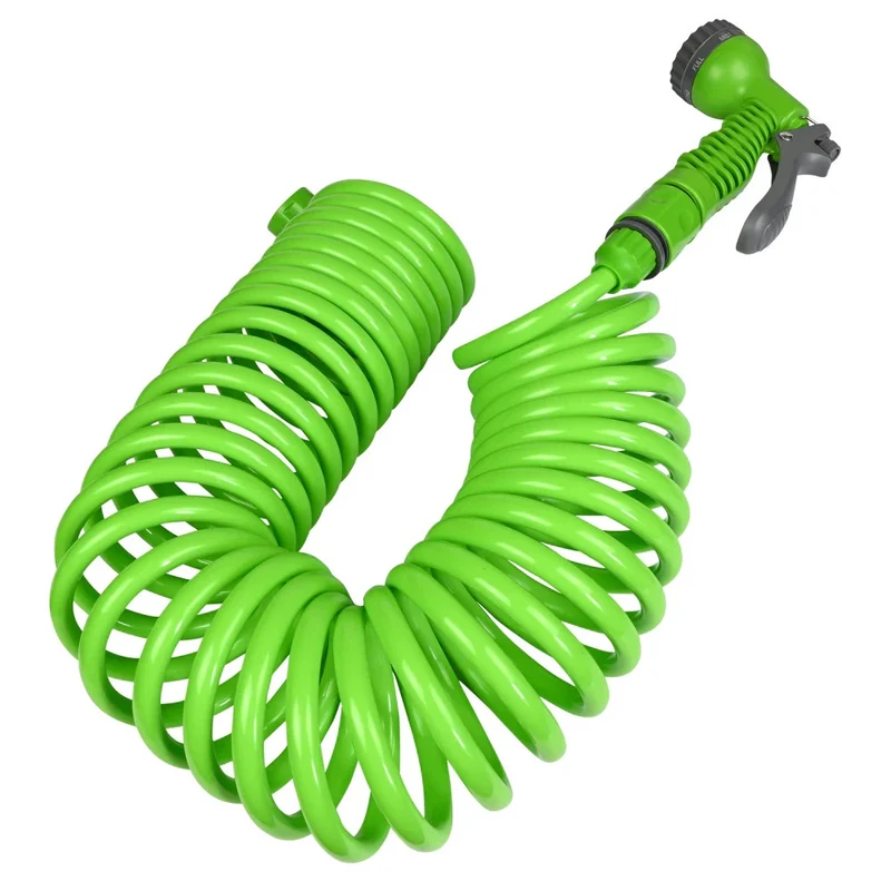 Spiral Gartenschlauch 10m mit Sprühkopf 7 Funktionen & Wandhalterung Set 🚿 🚿