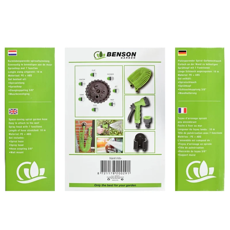 Spiral Gartenschlauch 10m mit Sprühkopf 7 Funktionen & Wandhalterung Set 🚿 🚿
