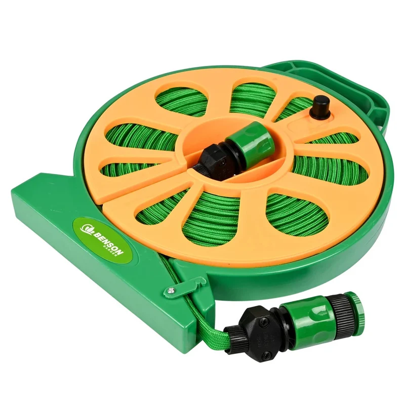 Gartenschlauch Set 15m Trommel flach UV-beständig mit Brause & Adapter 🚿 🚿 🚿
