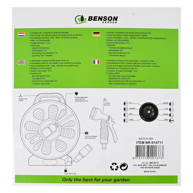 Gartenschlauch Set 15m Trommel flach UV-beständig mit Brause & Adapter 🚿 🚿 🚿