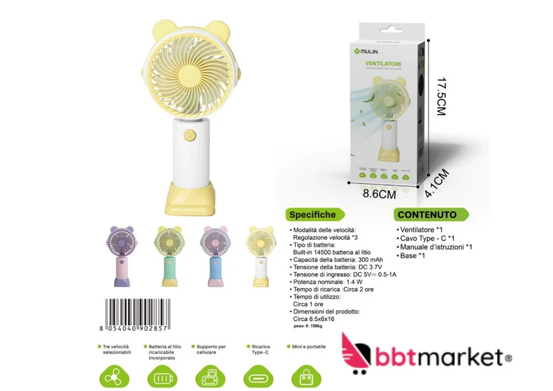 Mini USB Ventilator mit Handyhalter 3 Stufen Lüfter Tisch tragbar leise 🌬️🔋🌀