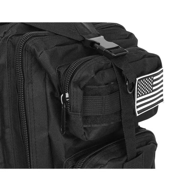 Schwarzer Touristenrucksack 26L – Outdoor Rucksack mit MOLLE-System und 5 Fächern