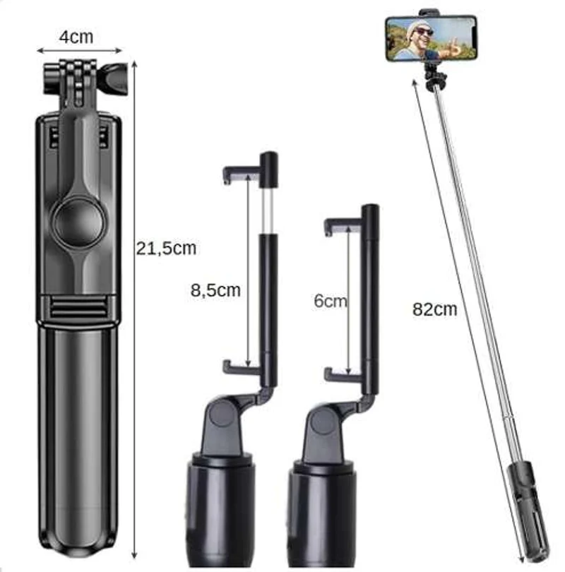 2in1 Bluetooth Selfie Stick & Stativ mit Fernbedienung – Kompakt, 360° drehbar & kompatibel mit iOS & Android