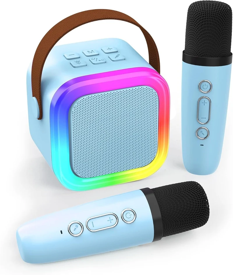 Karaoke Maschine Kinder 4–12J Bluetooth 2 Mikrofone LED Geschenk 🎤🎁 Mädchen