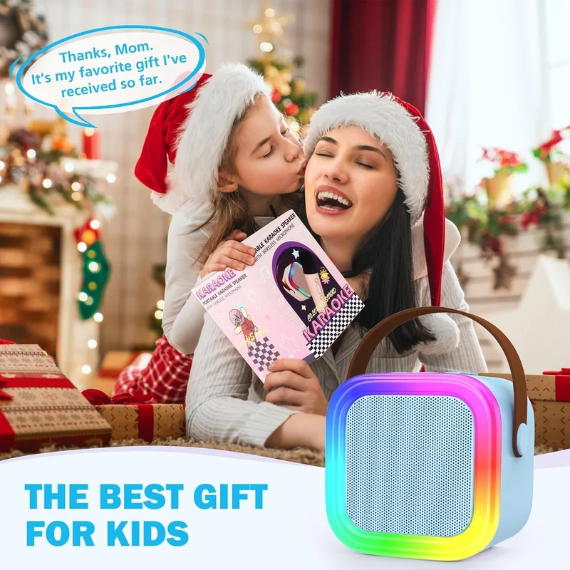 Karaoke Maschine Kinder 4–12J Bluetooth 2 Mikrofone LED Geschenk 🎤🎁 Mädchen