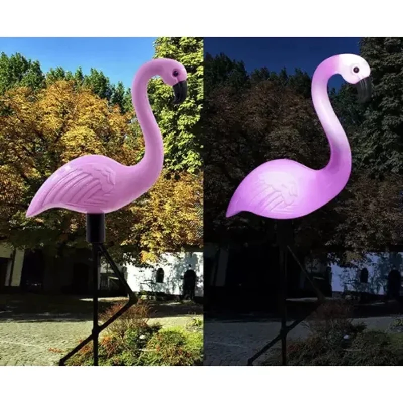 Solar Flamingo Gartenleuchten 3er Set – LED Solar Gartenstecker mit Solarpanel IP44 für Garten und Terrasse
