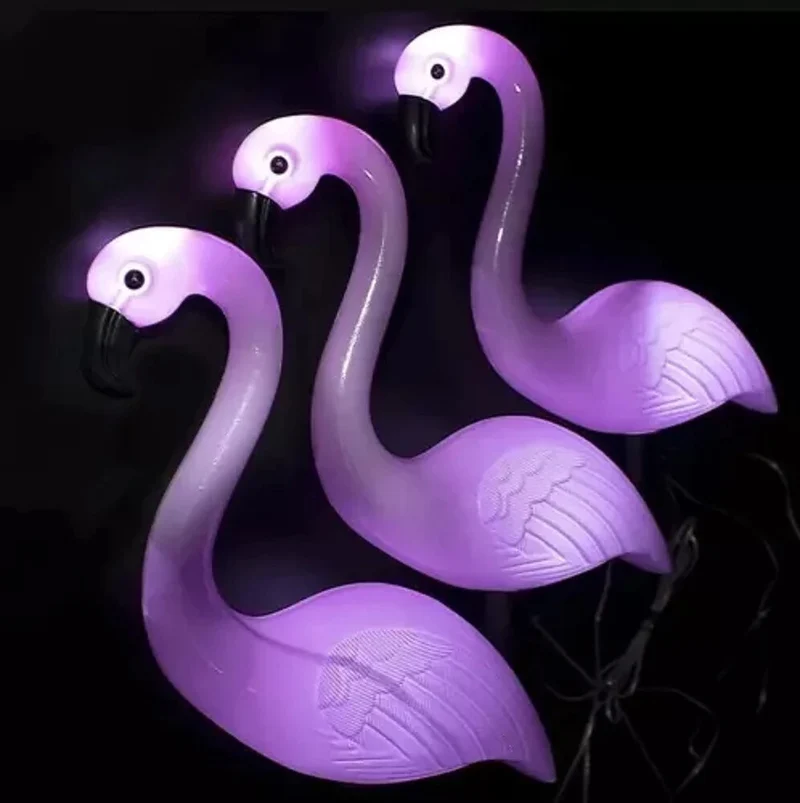 Solar Flamingo Gartenleuchten 3er Set – LED Solar Gartenstecker mit Solarpanel IP44 für Garten und Terrasse