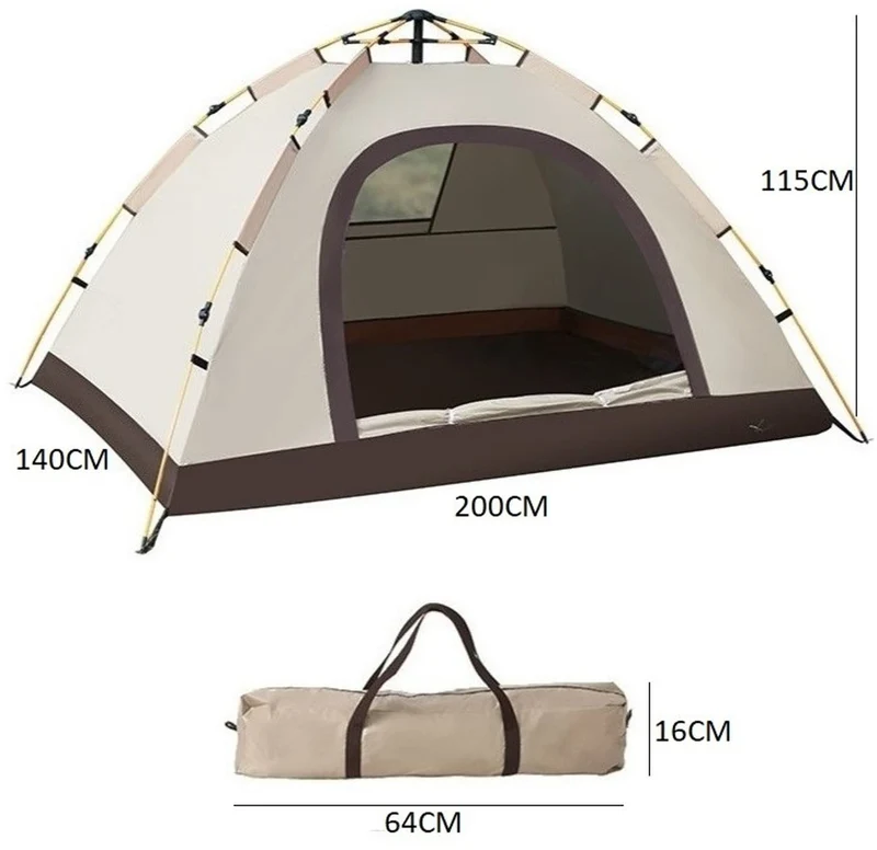 Wasserdichtes Campingzelt für 2–3 Personen – 200×140×115 cm – Tragbar & Stabil