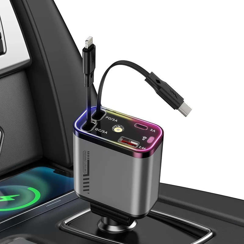 4-in-1 KFZ USB-C Ladegerät 69W – Schnelllade Auto Adapter mit Sternenhimmel