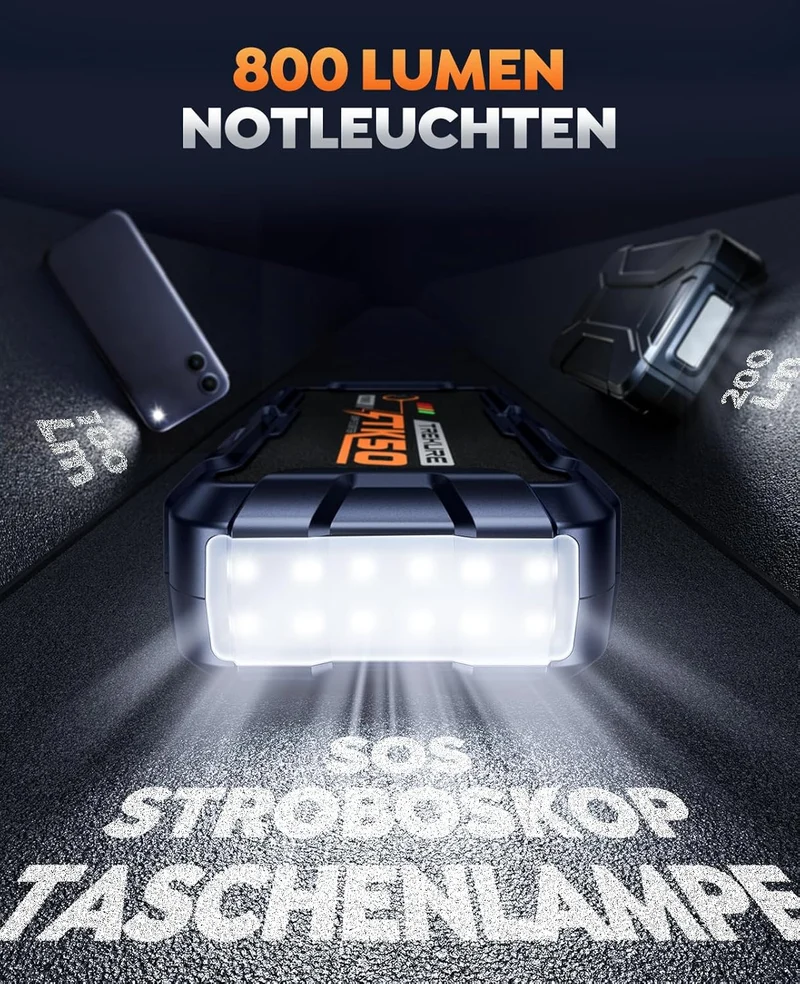 Auto Starthilfe Powerbank 8000A 26800mAh – 12V Booster für Diesel & Benzin