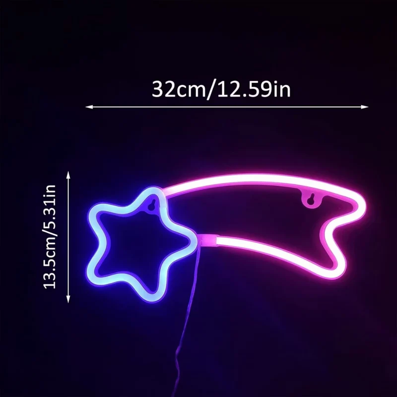 LED Neon Meteor Licht Blau Pink USB/Batterie Wanddeko Kinderzimmer Bar