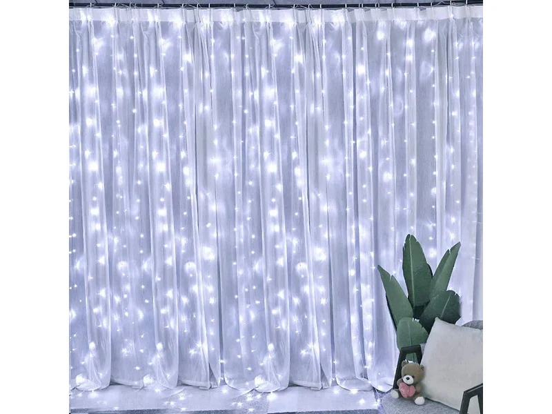 Mikro LED Lichtervorhang 300 LEDs 3x3m – USB Stromversorgung & Fernbedienung, kaltweiß
