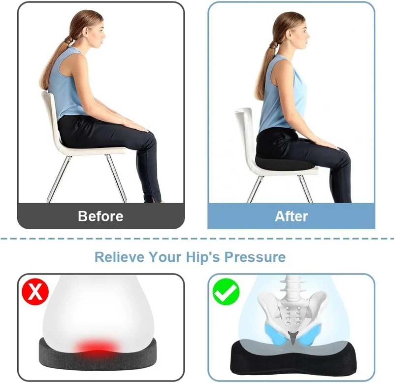Orthopädisches Memory Foam Sitzkissen – Ergonomischer Komfort für Rücken, Hüfte & Steißbein