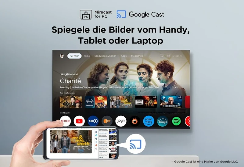 50 Zoll 4K Ultra HD Smart TV – HDR10, Dolby Audio, Micro Dimming, Google TV