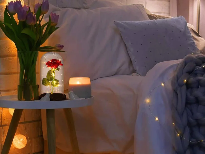 Romantische LED Rose im Glas Geschenkidee Geburtstag Valentinstag Jahrestag 💕-