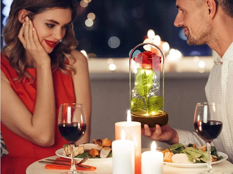 Romantische LED Rose im Glas Geschenkidee Geburtstag Valentinstag Jahrestag 💕-