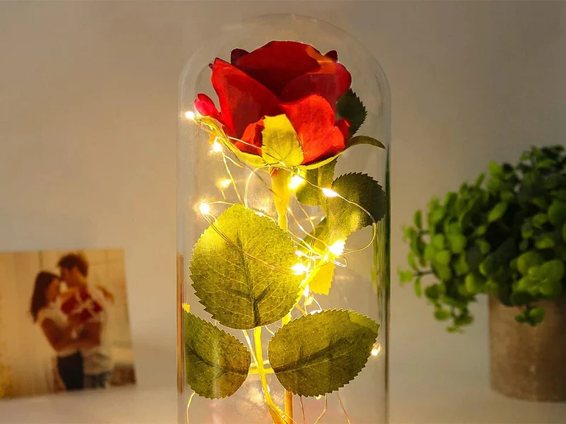 Romantische LED Rose im Glas Geschenkidee Geburtstag Valentinstag Jahrestag 💕-