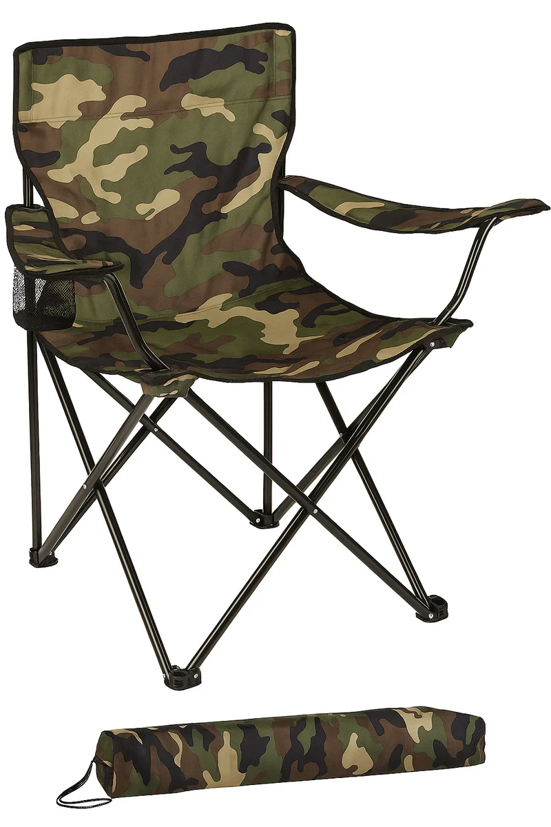 Faltbarer Campingstuhl mit Getränkehalter und Tragetasche – Outdoor Klappstuhl für Garten, Angeln und Strand