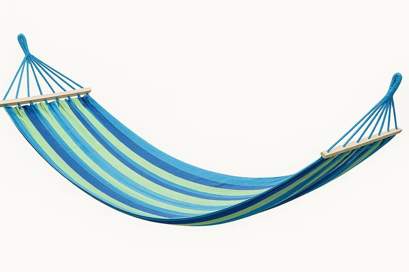 Garten Hängematte 200x80cm mit Holzstab & Seilen – Baumwolle, 150kg