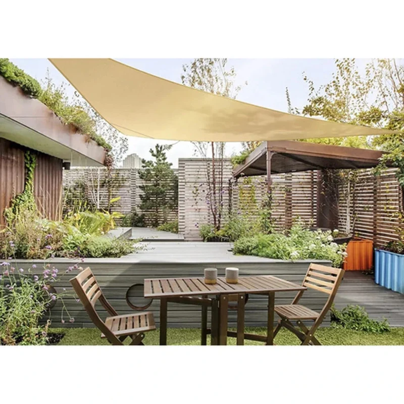 Sonnensegel Dreieck 3x3x3m Beige wasserdicht mit UV-Schutz für Garten Terrasse Balkon Camping