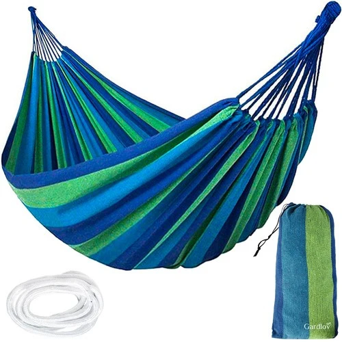Hängematte 2 Personen 150 kg Baumwolle 240x150 cm – Garten Camping Outdoor