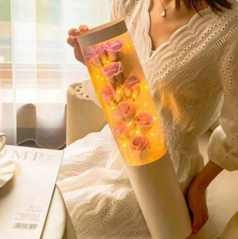 Duftseifenblumenstrauß mit LED in Geschenkbox – Rosa, romantisch, 50 cm💐💐💐💐