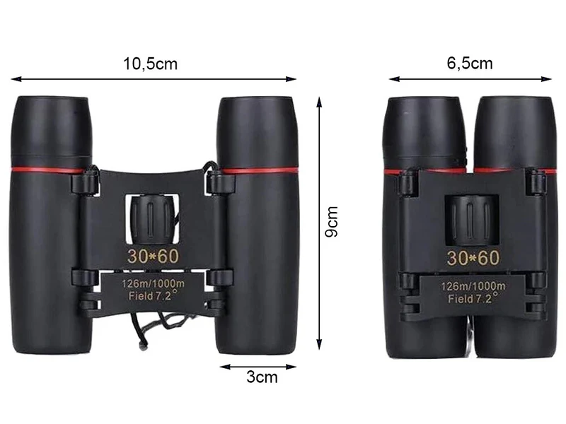 30x60 Kompakt Fernglas mit 12x Zoom Klappbar für Reisen Outdoor Jagd Camping