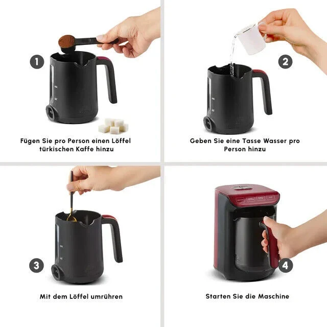 Karaca Hatır Köz Türkische Kaffeemaschine Rot Mit Röstfunktion & Schaumgarantie
