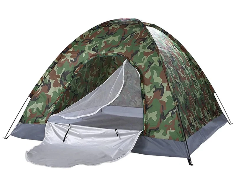 Campingzelt 2-3 Personen 200x200cm – Wasserdicht, Moskitonetz, Camouflage 🏕️🏕️