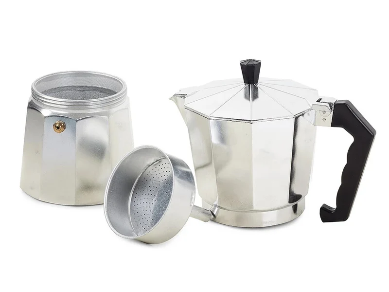 Espressokocher Aluminium 3 Tassen 150 ml – Moka Kaffeemaschine für Gas & Elektroherd schwarz oder silber