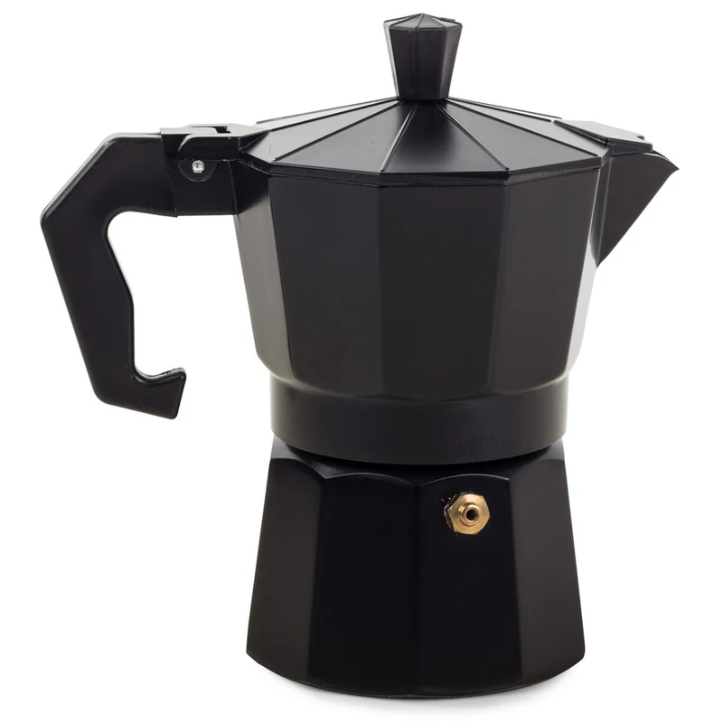 Espressokocher Aluminium 3 Tassen 150 ml – Moka Kaffeemaschine für Gas & Elektroherd schwarz oder silber