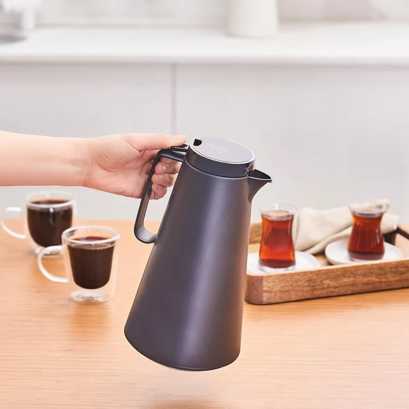 Karaca Thermoglass Lina Thermoskanne 1L – Teekanne mit Glaseinsatz 12h heiß