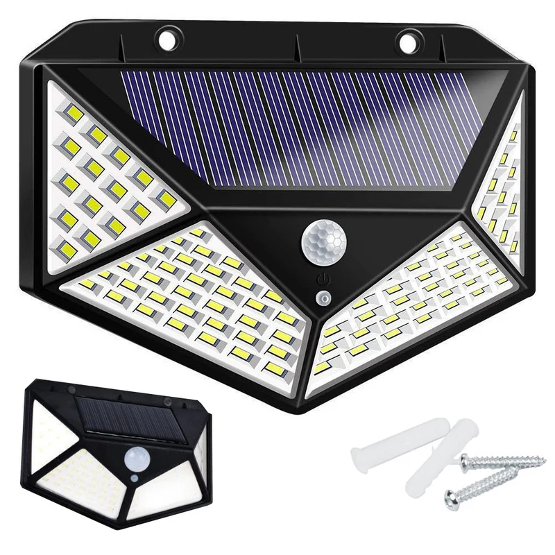 Solarlampe 100 LED Bewegungsmelder Dämmerungssensor Außenleuchte