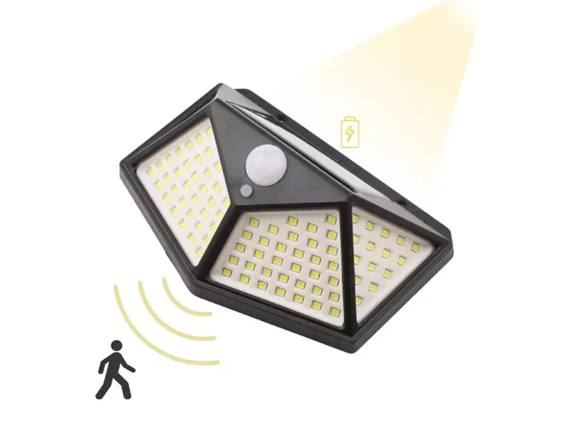 Solarlampe 100 LED Bewegungsmelder Dämmerungssensor Außenleuchte